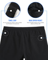 2 in 1 Stretch Short Lined Black Gym Shorts