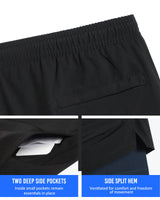 2 in 1 Stretch Short Lined Black Gym Shorts
