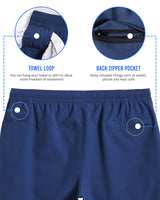 2 in 1 Stretch Short Lined Dark Blue Gym Shorts