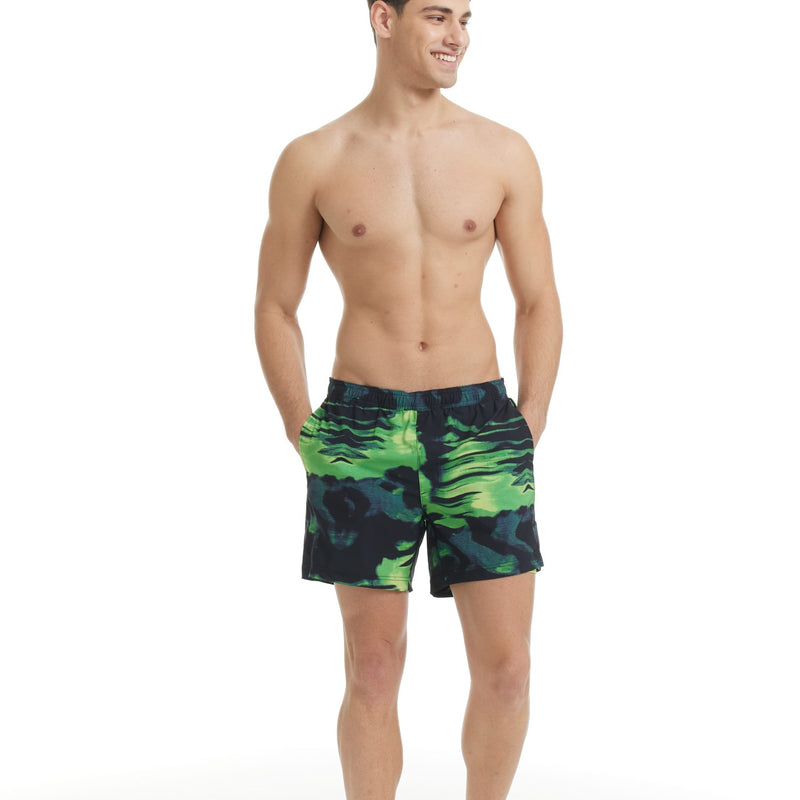 2 in 1 Stretch Short Lined Green Black Gym Shorts
