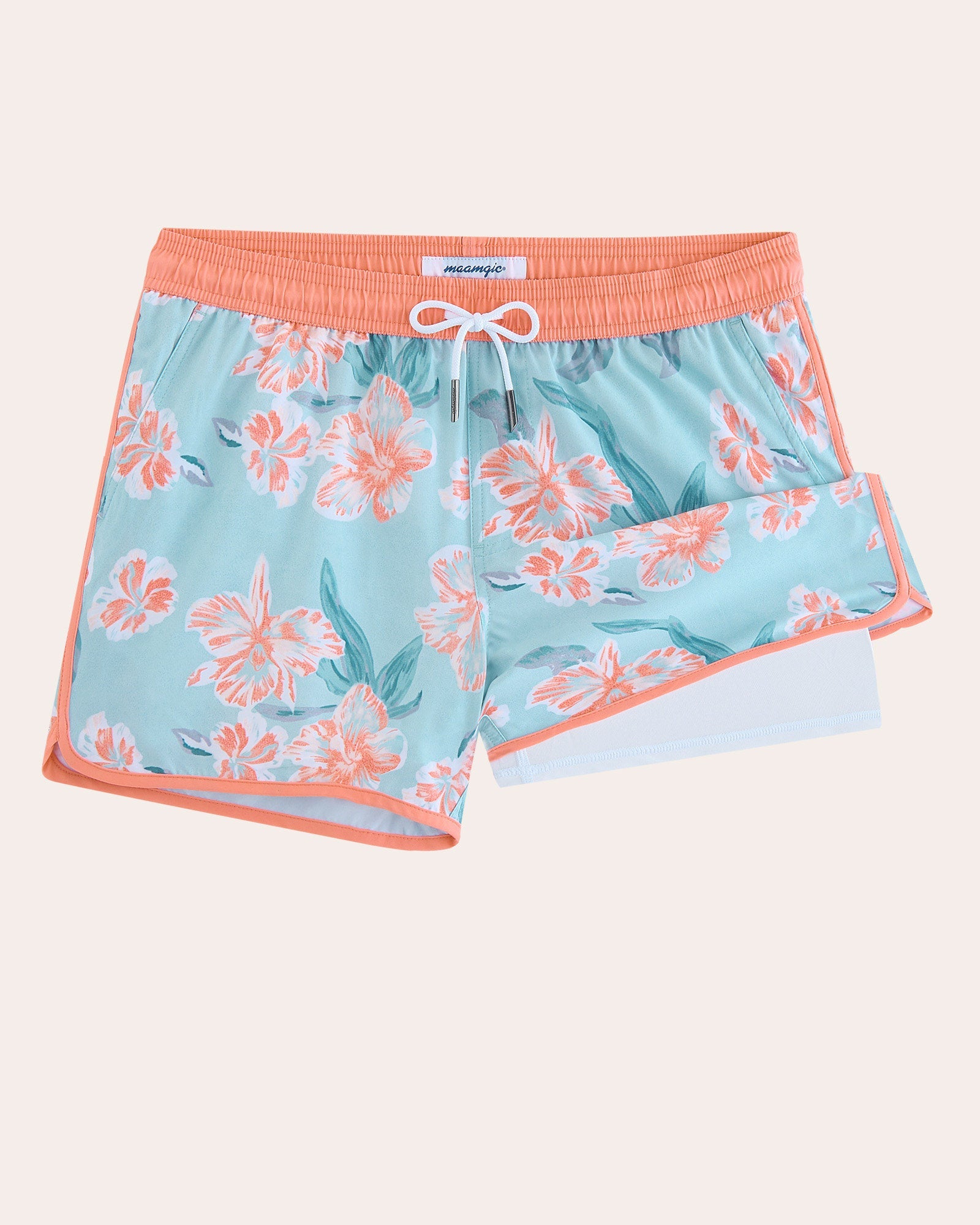 ChinoWaveII Pink Flowers Swim Trunks