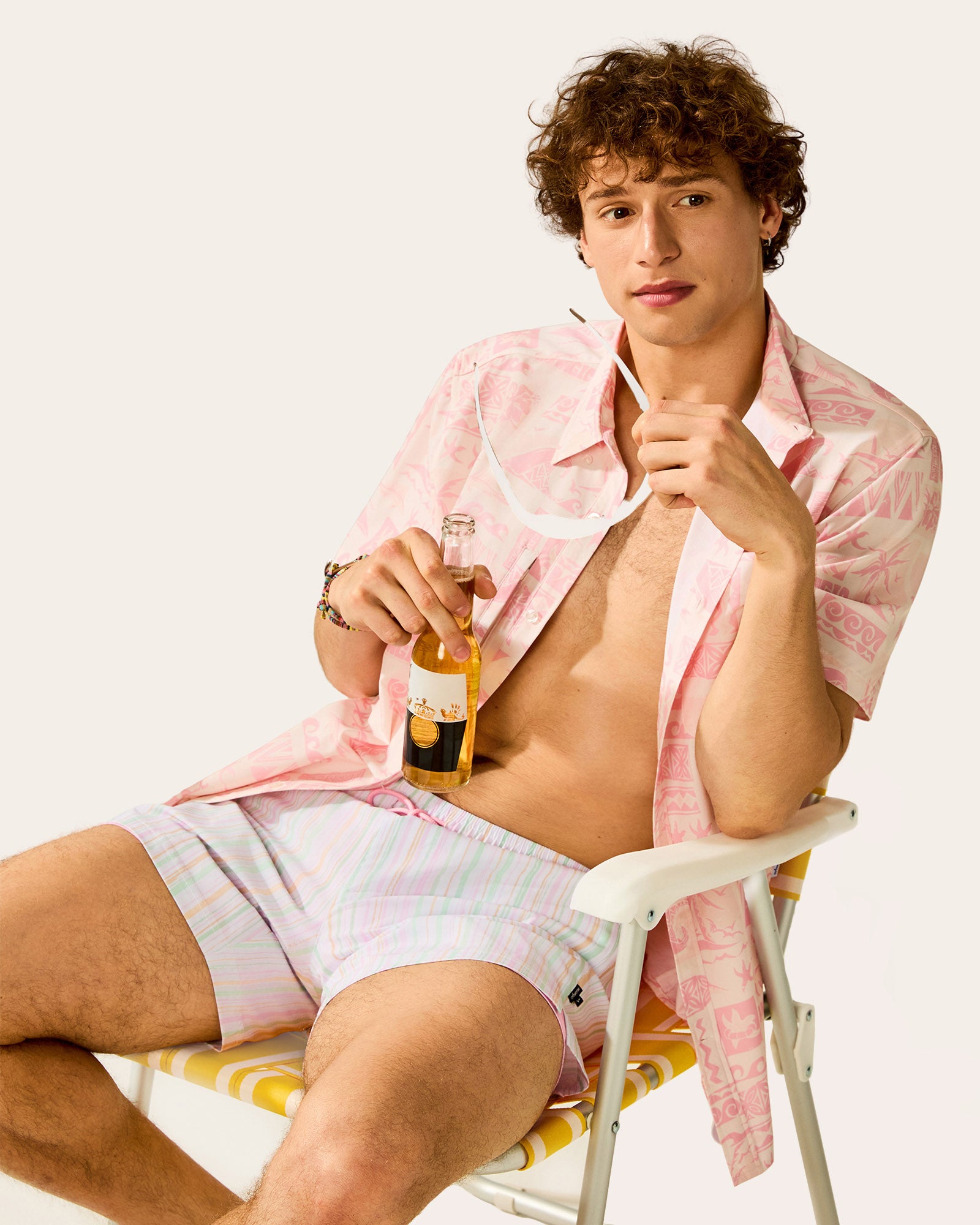 CoastSweet Striped Print Swim Trunks