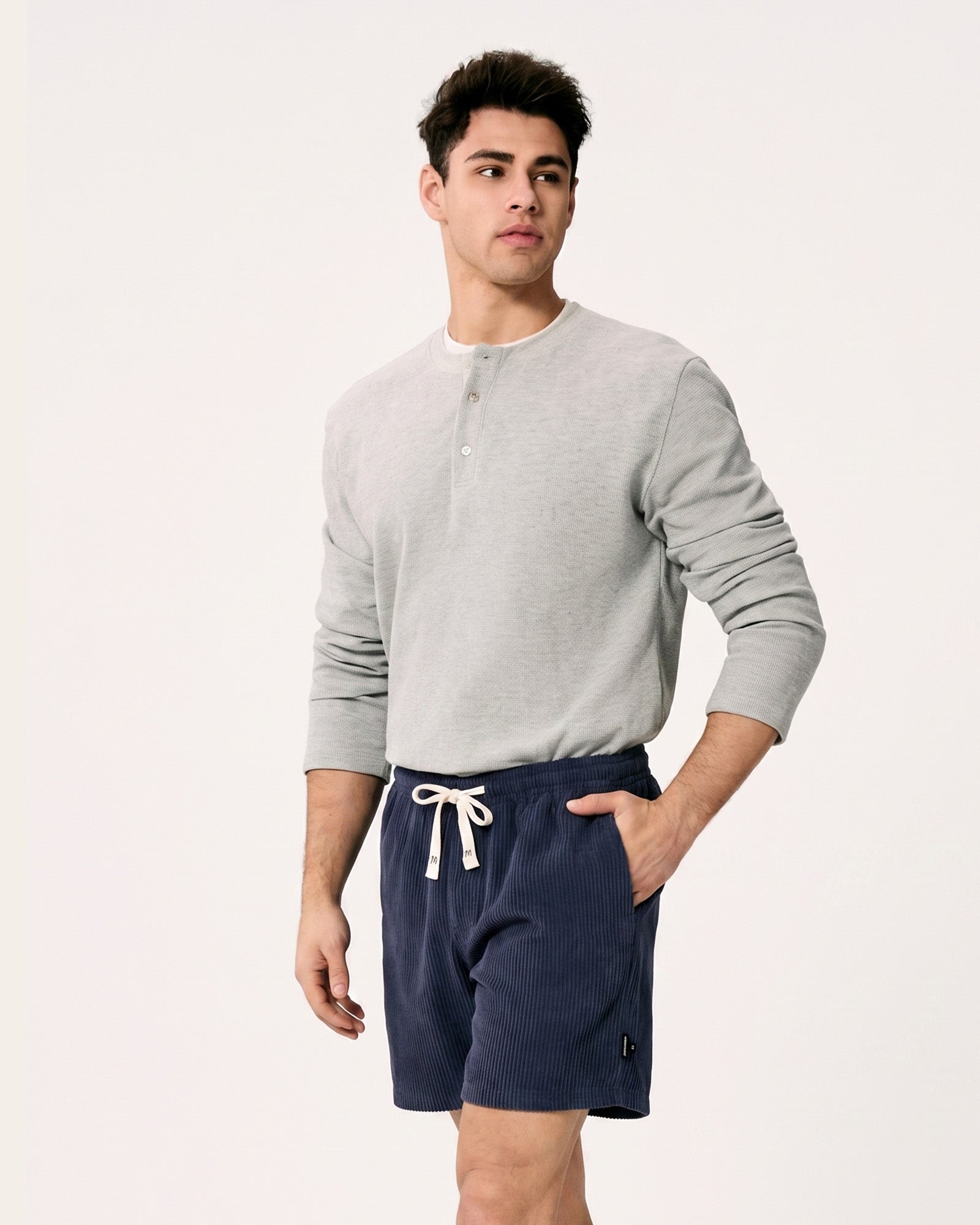 DailyCrod Casual Corduroy Shorts, Navy Blue and Flag | Maamgic