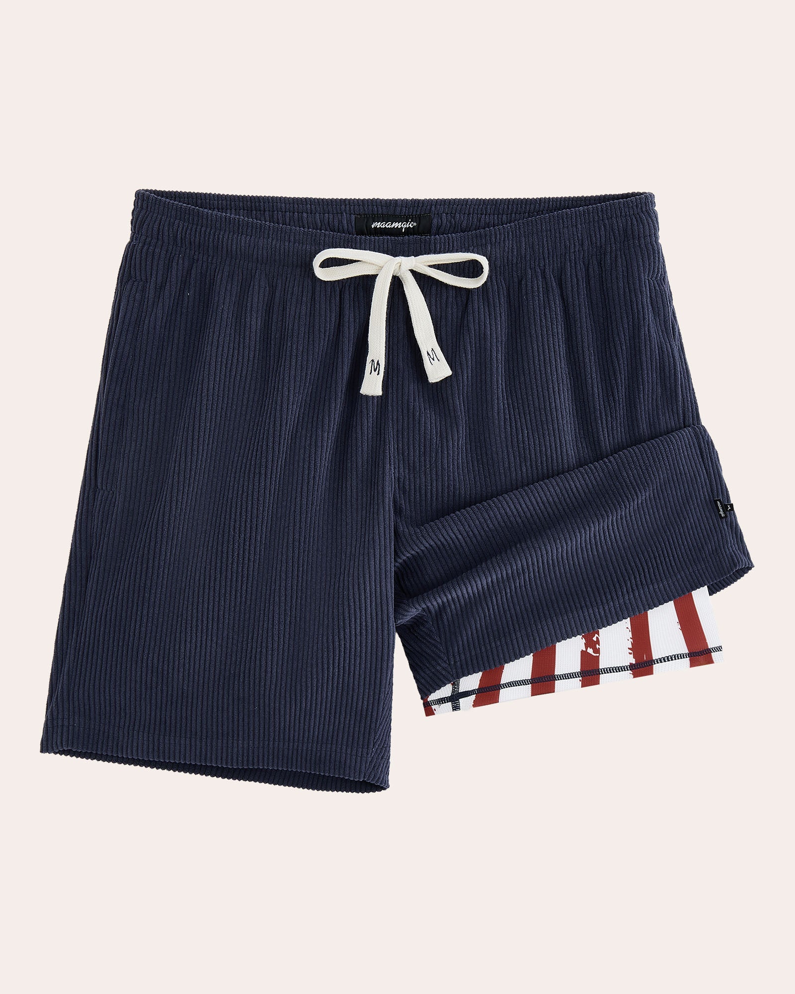 DailyCrod Casual Corduroy Shorts, Navy Blue and Flag | Maamgic