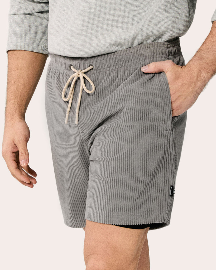 DailyCrod Casual Corduroy Shorts, Grey and Black | Maamgic