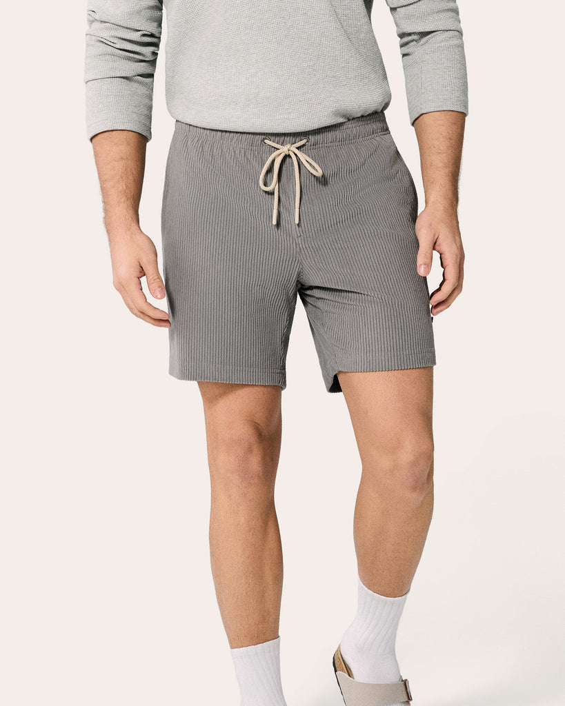 DailyCrod Casual Corduroy Shorts, Grey and Black | Maamgic