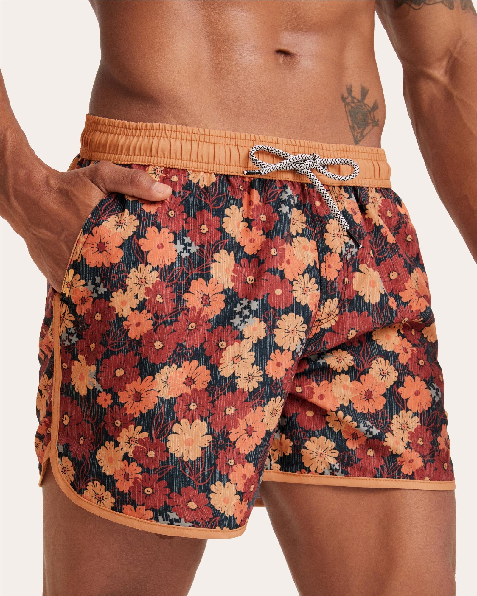 FloraFever Floral Swim Shorts, Brown | Maamgic