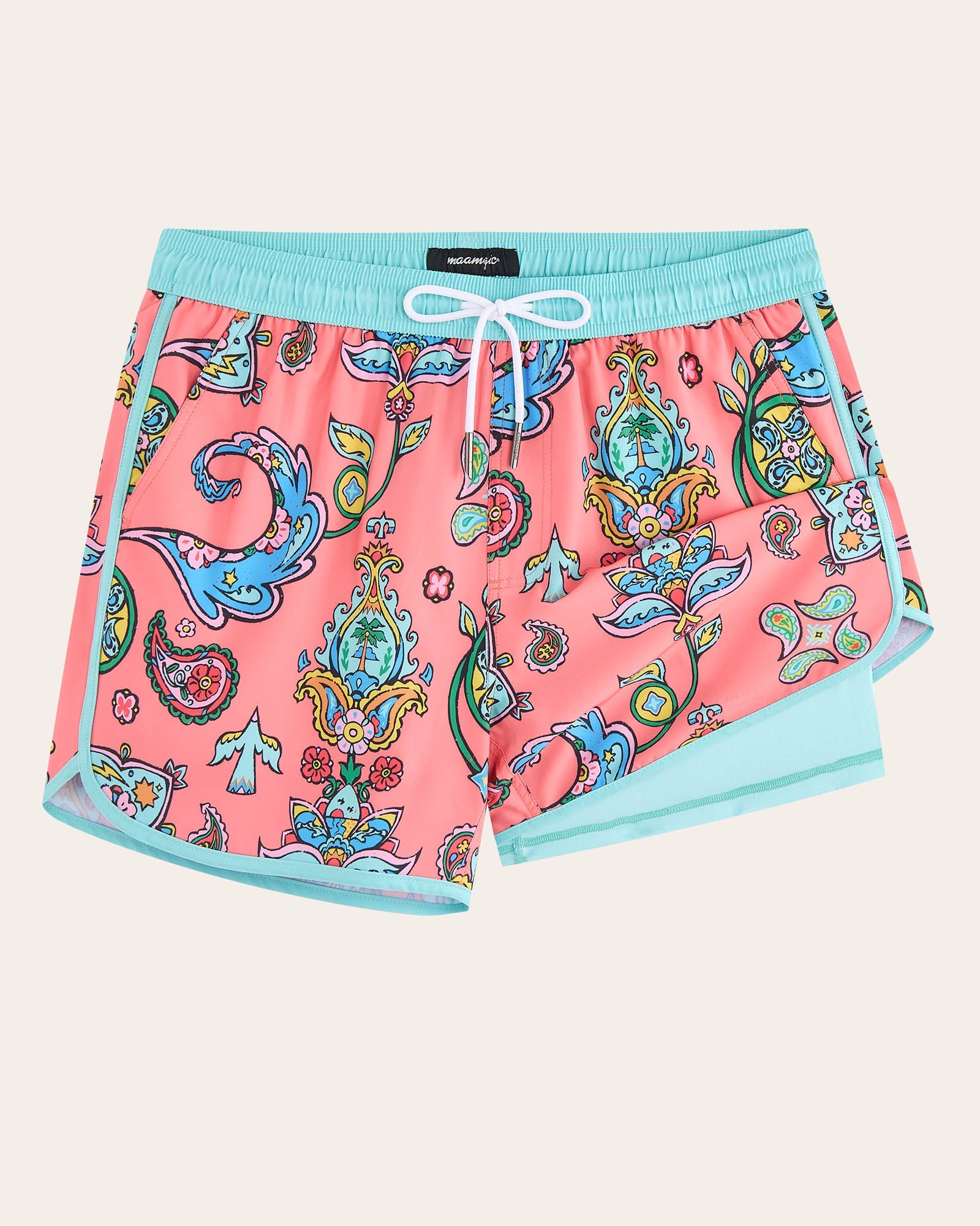 HeritageTide Paisley Swim Trunks, Red and Blue | Maamgic