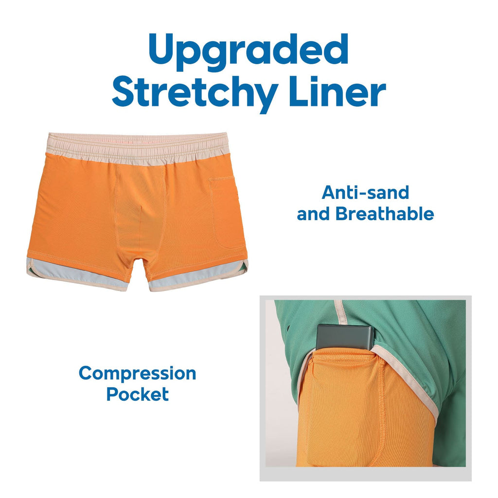 Maamgic-4.5Inseam2in1StretchShortLinerGreenOrangeSwimShorts_1