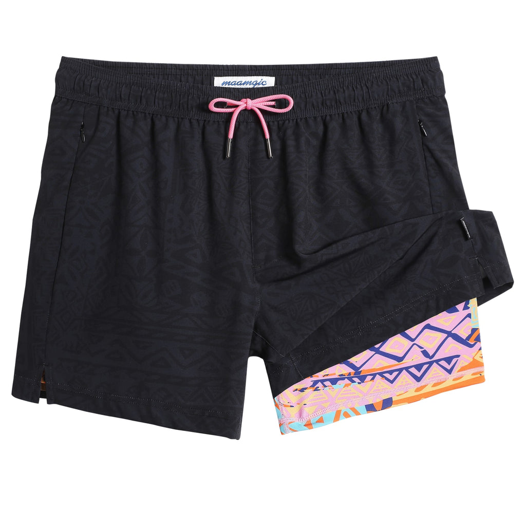 Maamgic5.5Inseam2in1StretchShortLinerBlackPinkPrintedSwimShorts_4