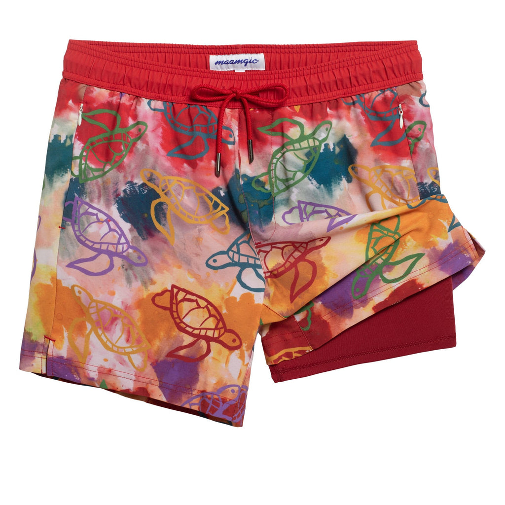 Maamgic_5.5Inseam2in1StretchShortLinerRedSeaTurtleSwimShorts_2