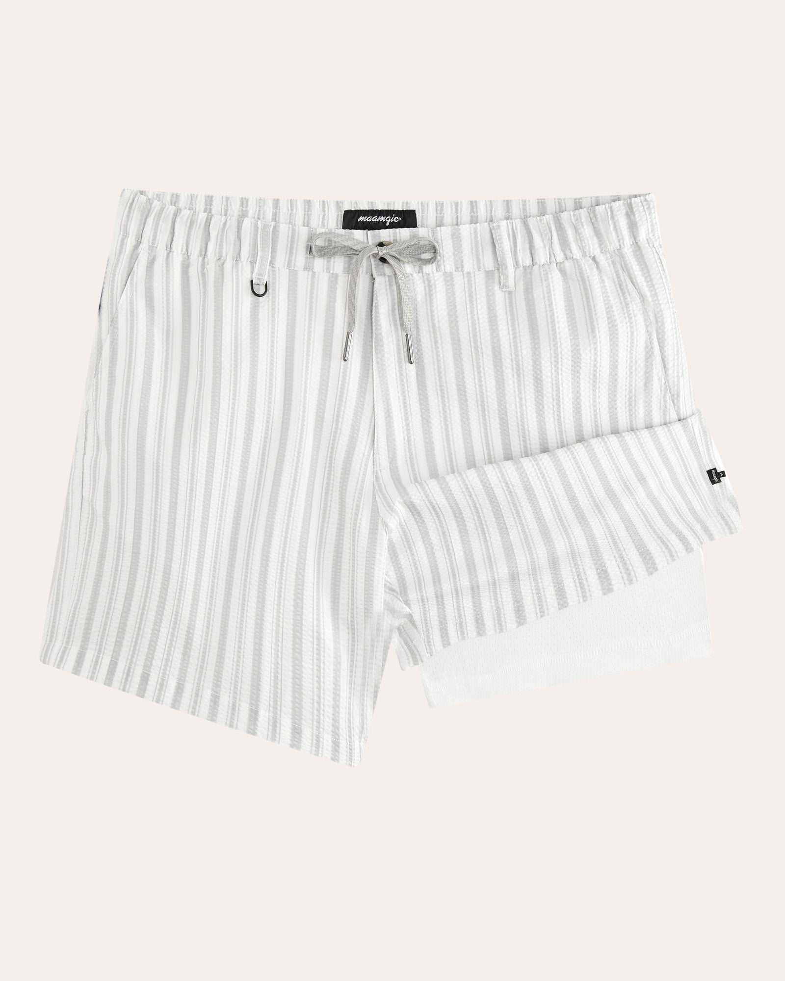 Cruise Striped Hybrid Shorts, Grey and White | Maamgic