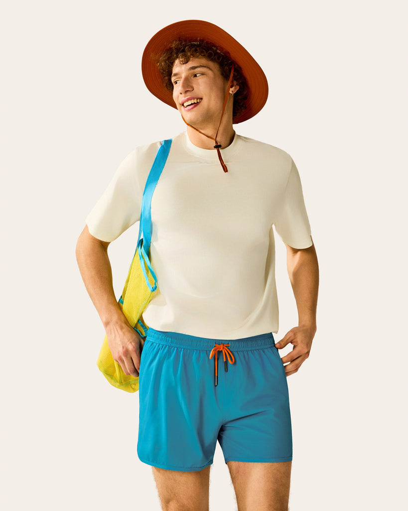 SunPop Short Liner Swim Trunks, Blue and Orange | Maamgic