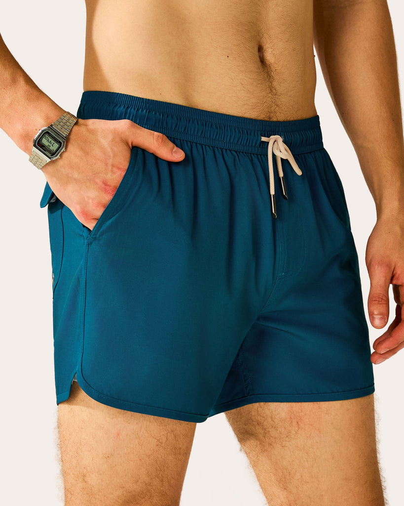 SunPop Short Liner Swim Trunks, Navy Blue and Beige | Maamgic