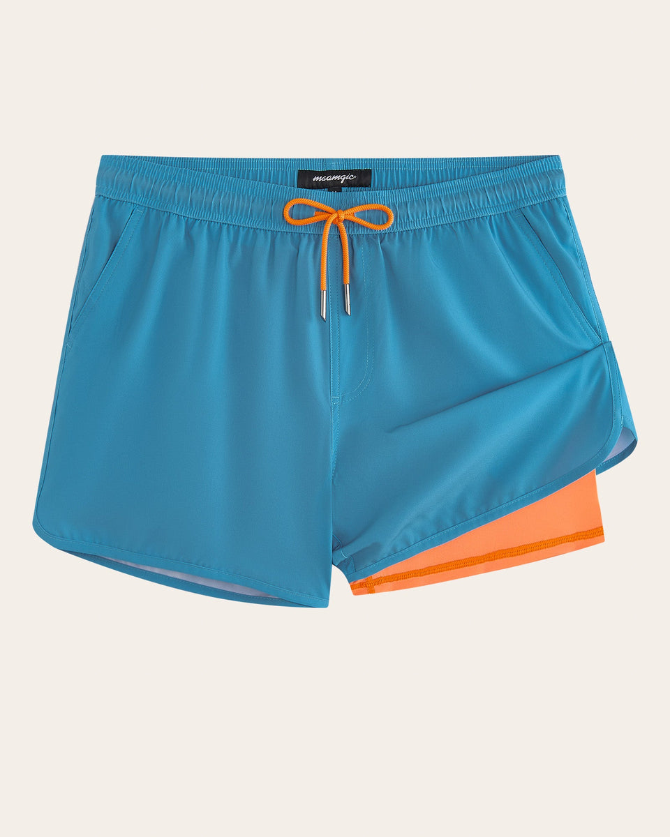 SunPop Short Liner Swim Trunks, Blue and Orange | Maamgic