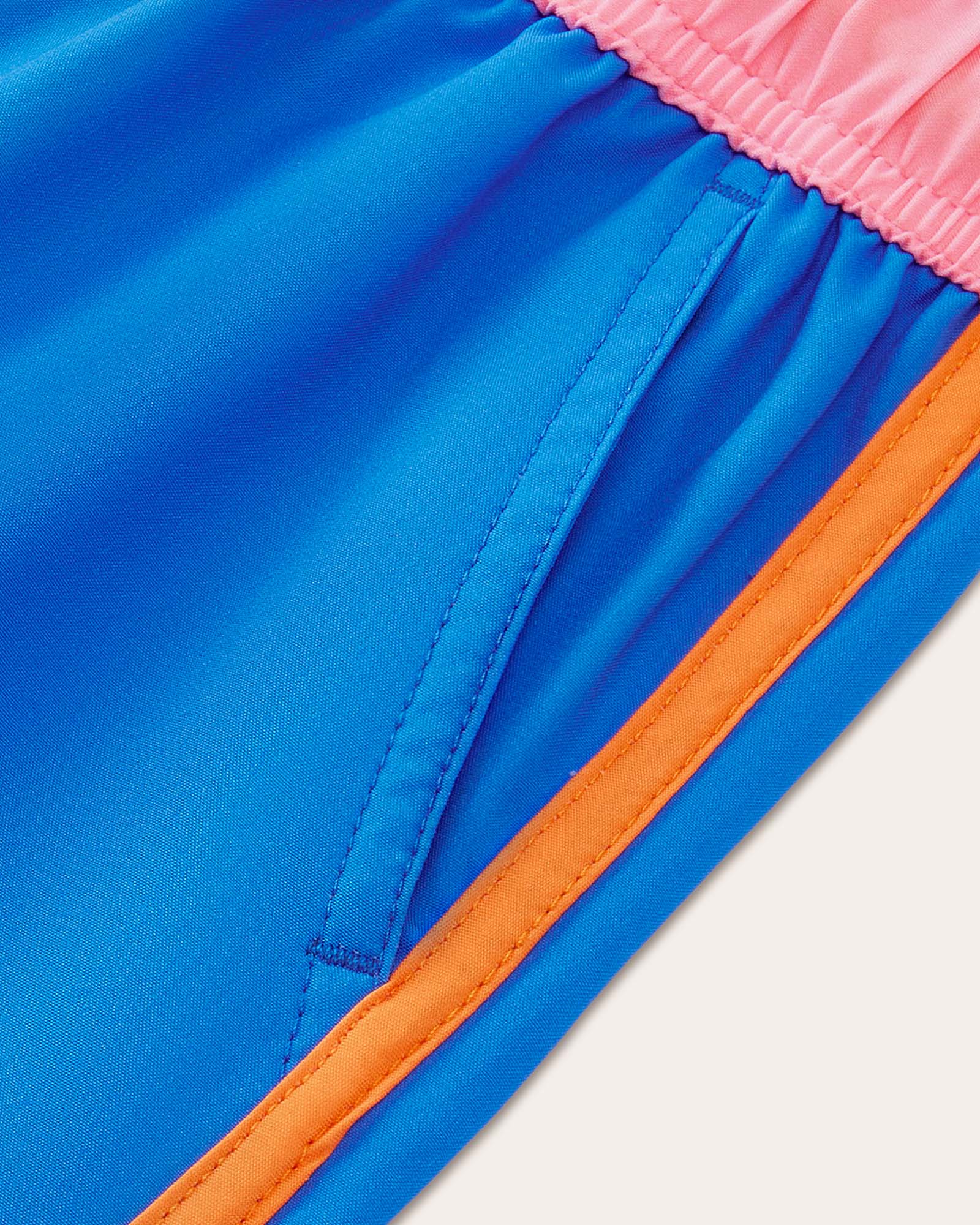 Retro 70s Kids Color Block Swim Trunks