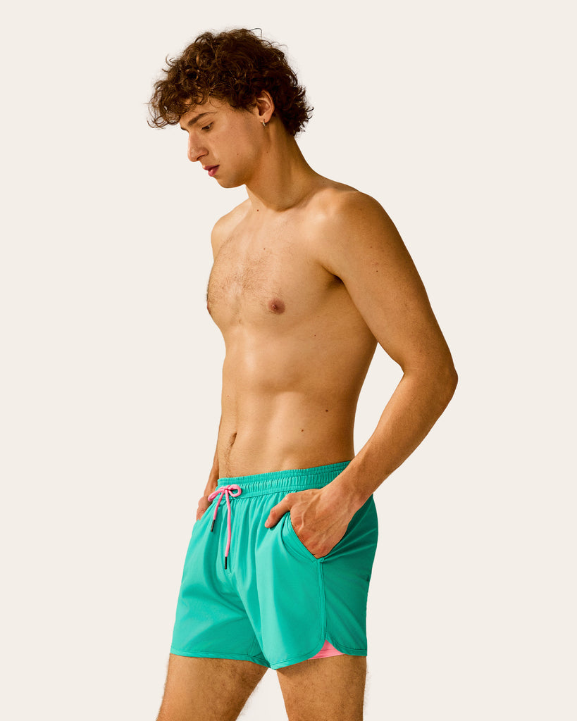 SunPop Short Liner Swim Trunks, Blue and Pink | Maamgic