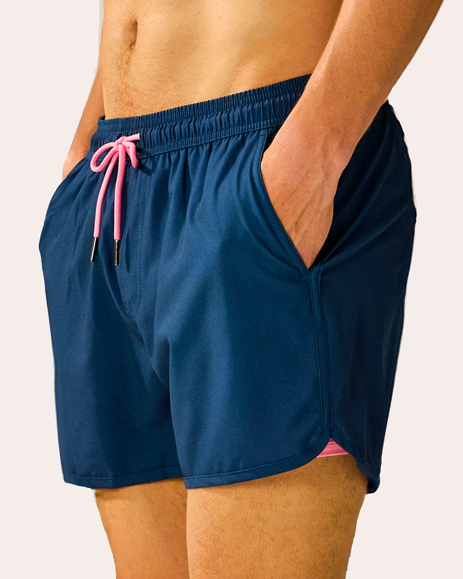 SunPop Short Liner Swim Trunks, Navy and Pink | Maamgic