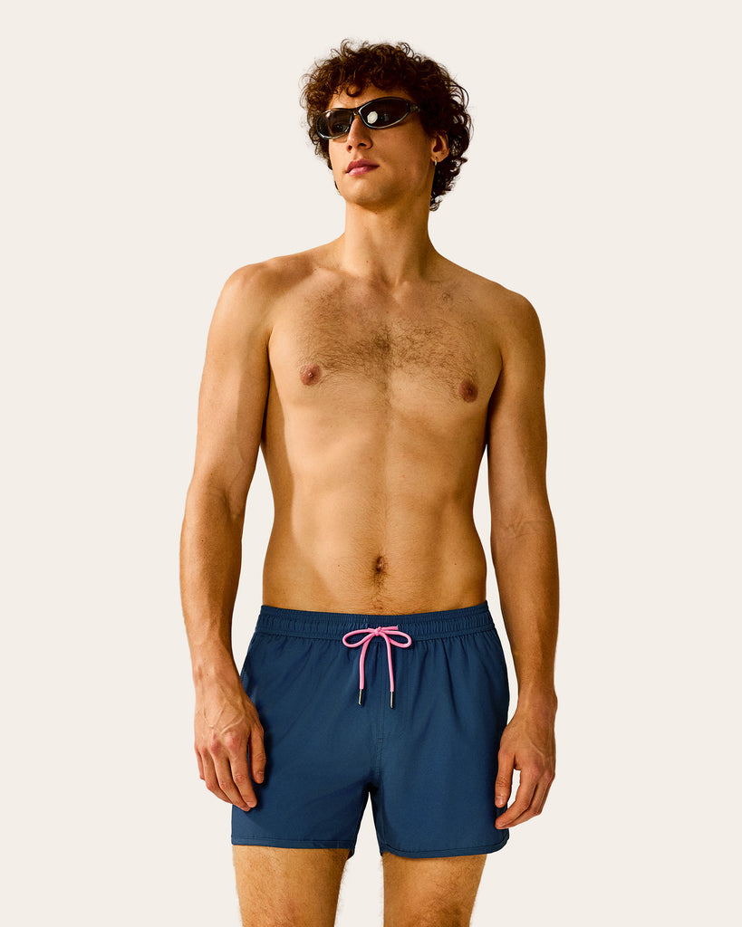 SunPop Short Liner Swim Trunks, Navy and Pink | Maamgic