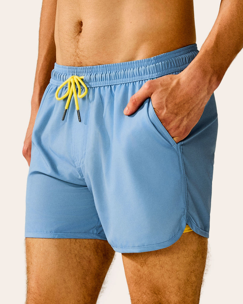 SunPop Short Liner Swim Trunks, Blue and Yellow | Maamgic