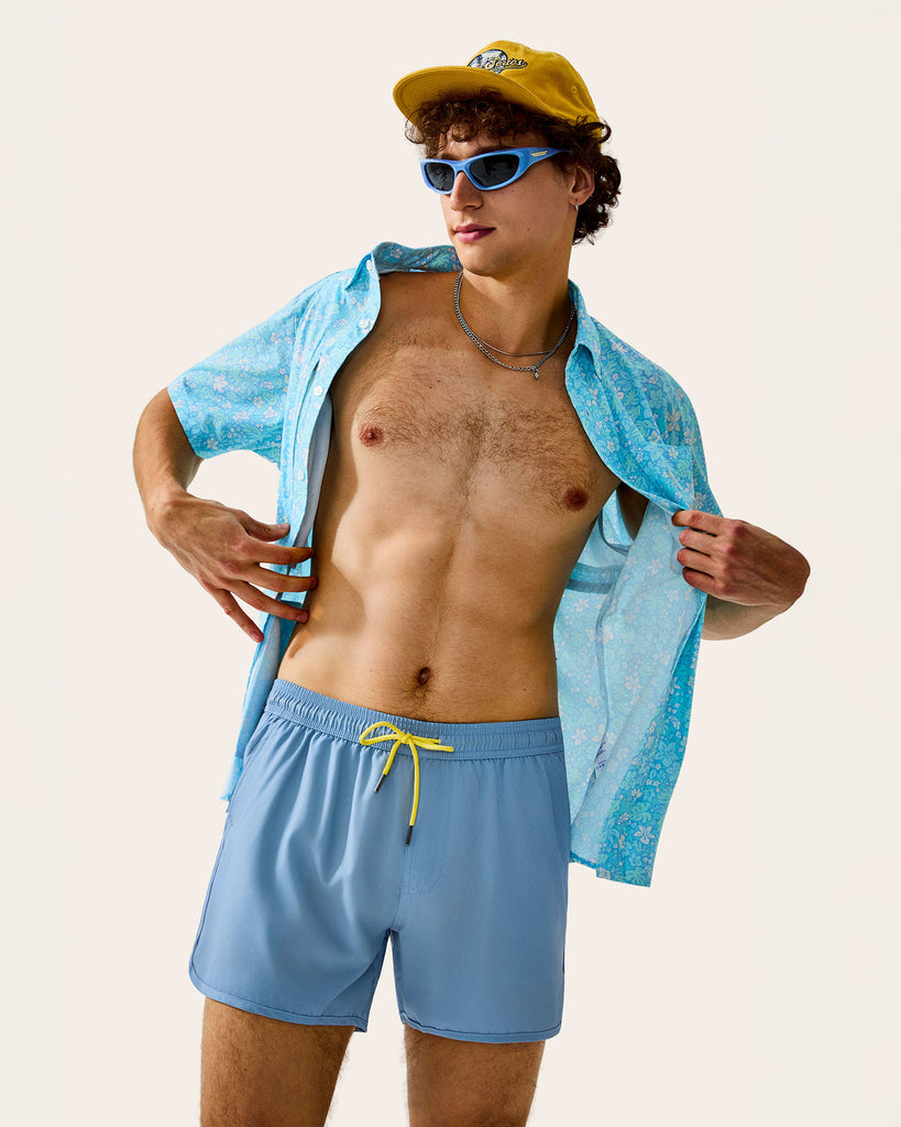 SunPop Short Liner Swim Trunks, Blue and Yellow | Maamgic