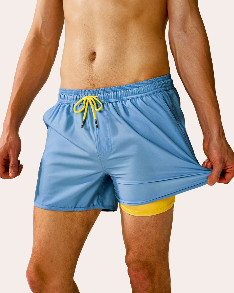 SunPop Short Liner Swim Trunks, Blue and Yellow | Maamgic