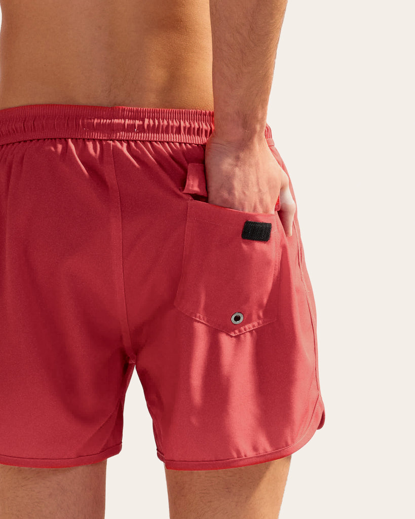 SunPop Short Liner Swim Trunks, Black and Red | Maamgic