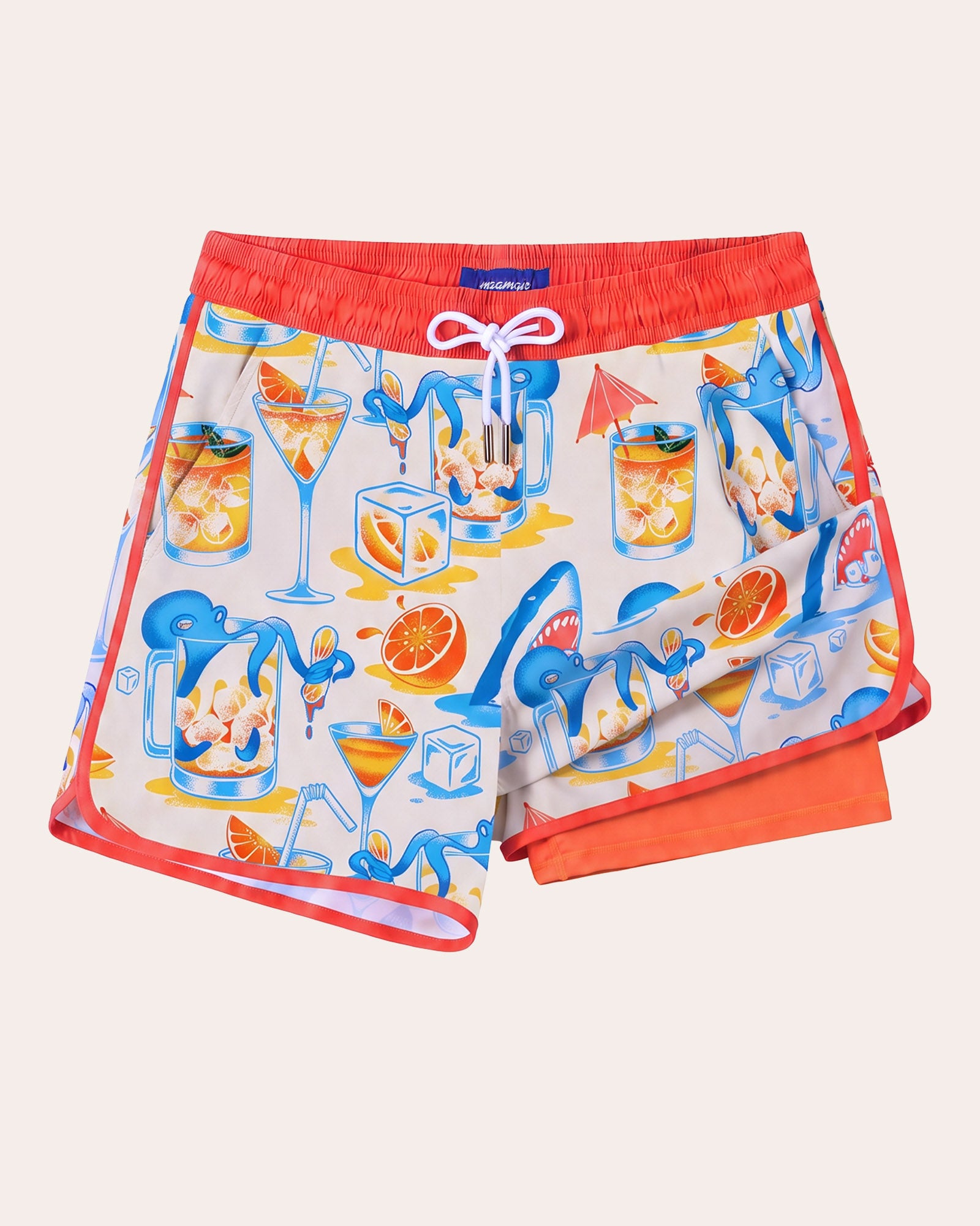 Vacay Cocktail Print Swim Trunks