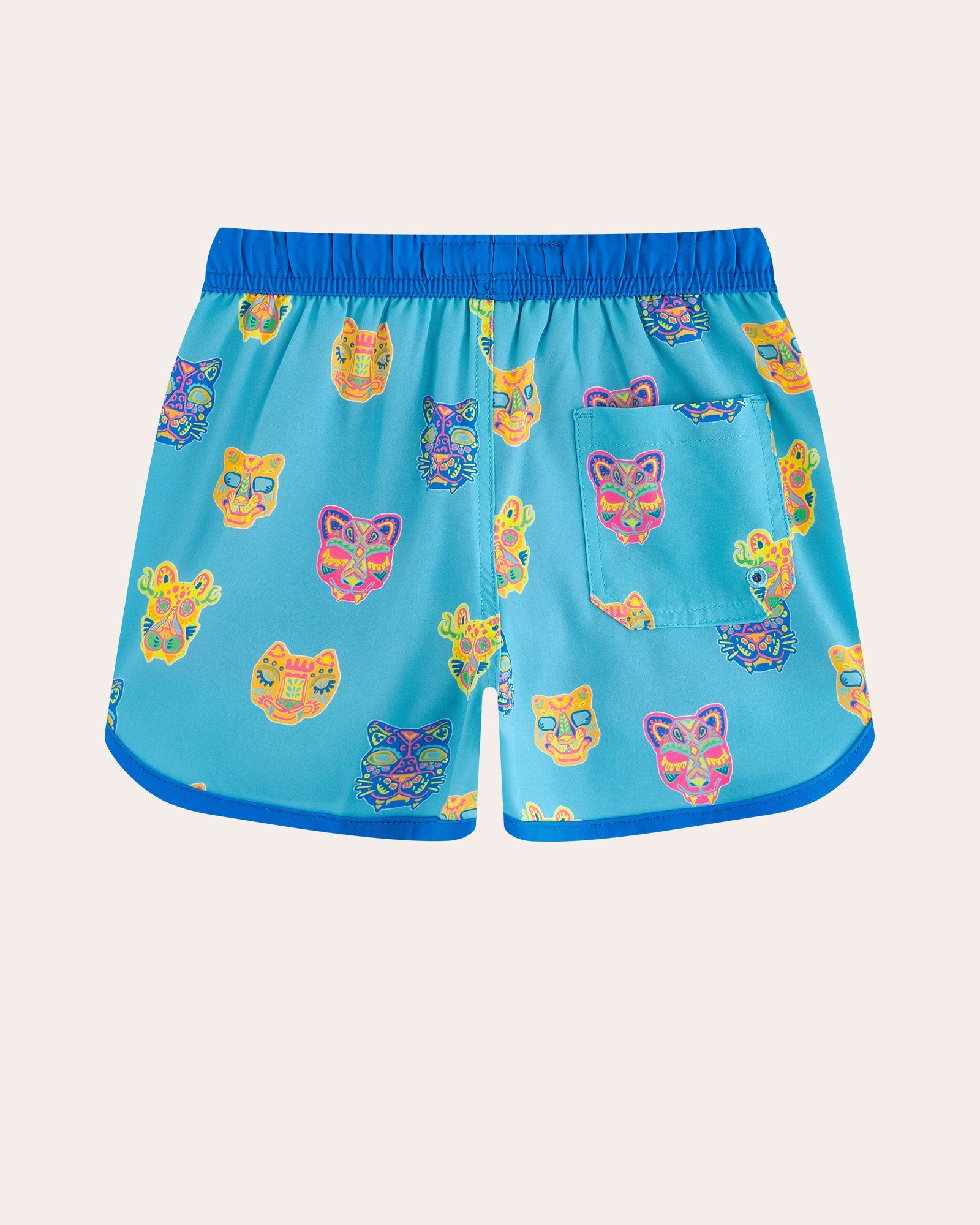 WildWave Kids Cat Swim Trunks, Teal and Pink | Maamgic