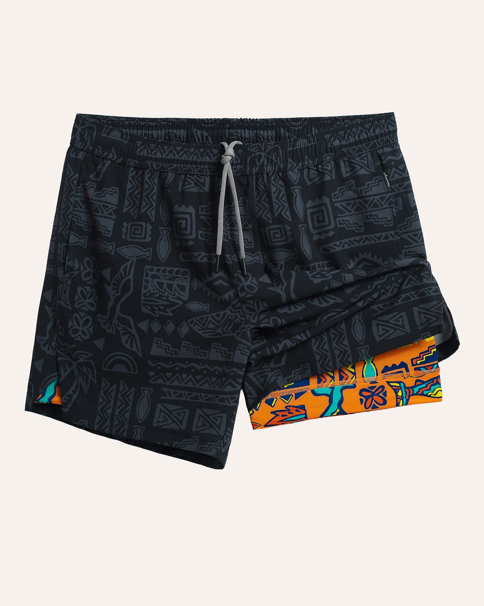 AfricanPulse Short Lined Gym Shorts, Black and Orange | Maamgic