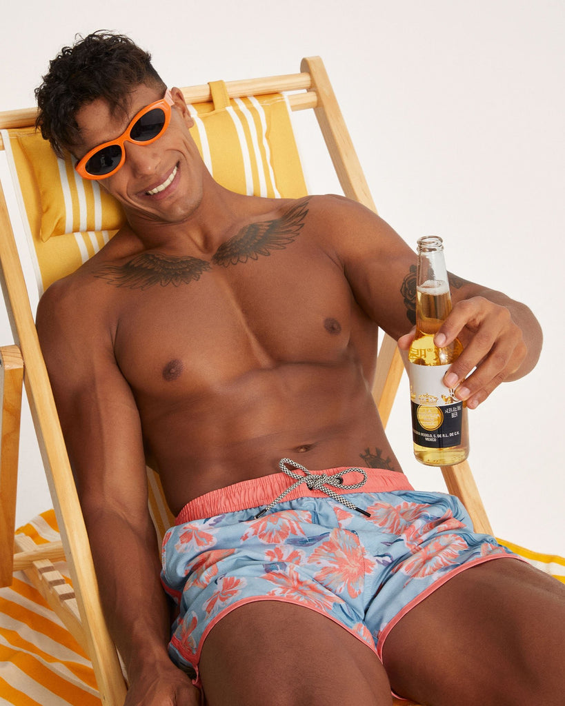 ChinoWave Pink Flowers Swim Trunks