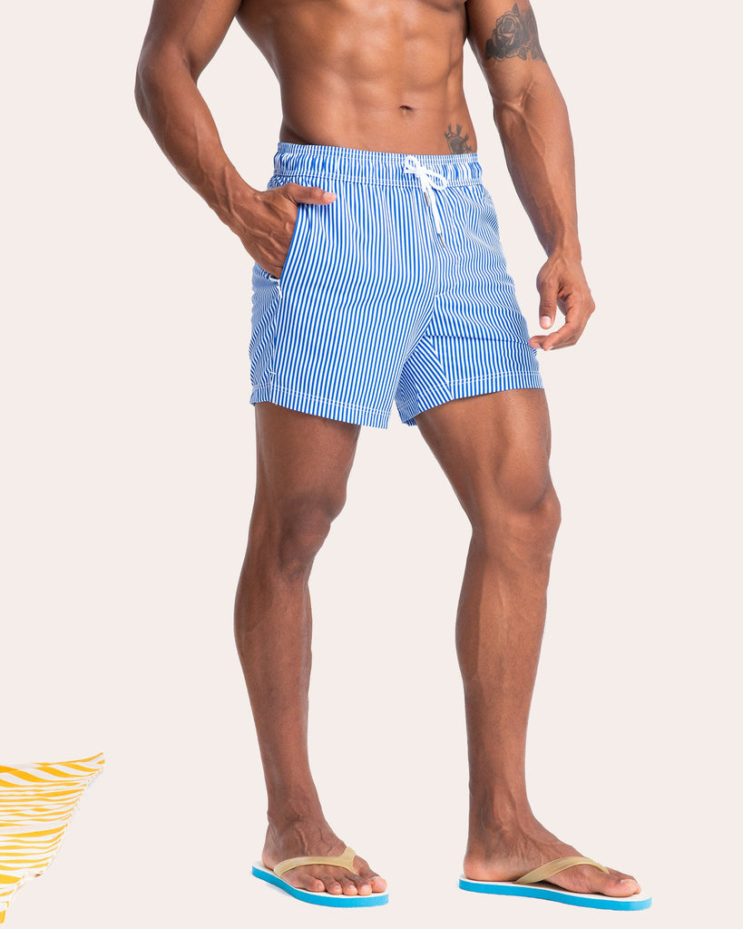 CoastSweet Striped Print Swim Trunks