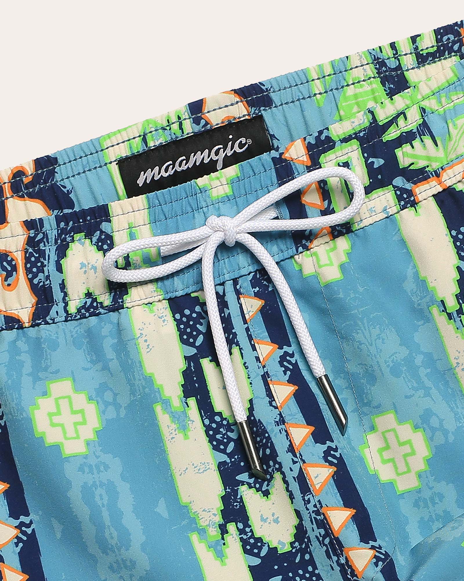 Y*.様 tropical  EpochEcho Tropical Aztec Fusion Swim Trunks, Tropical Green | Maamgic