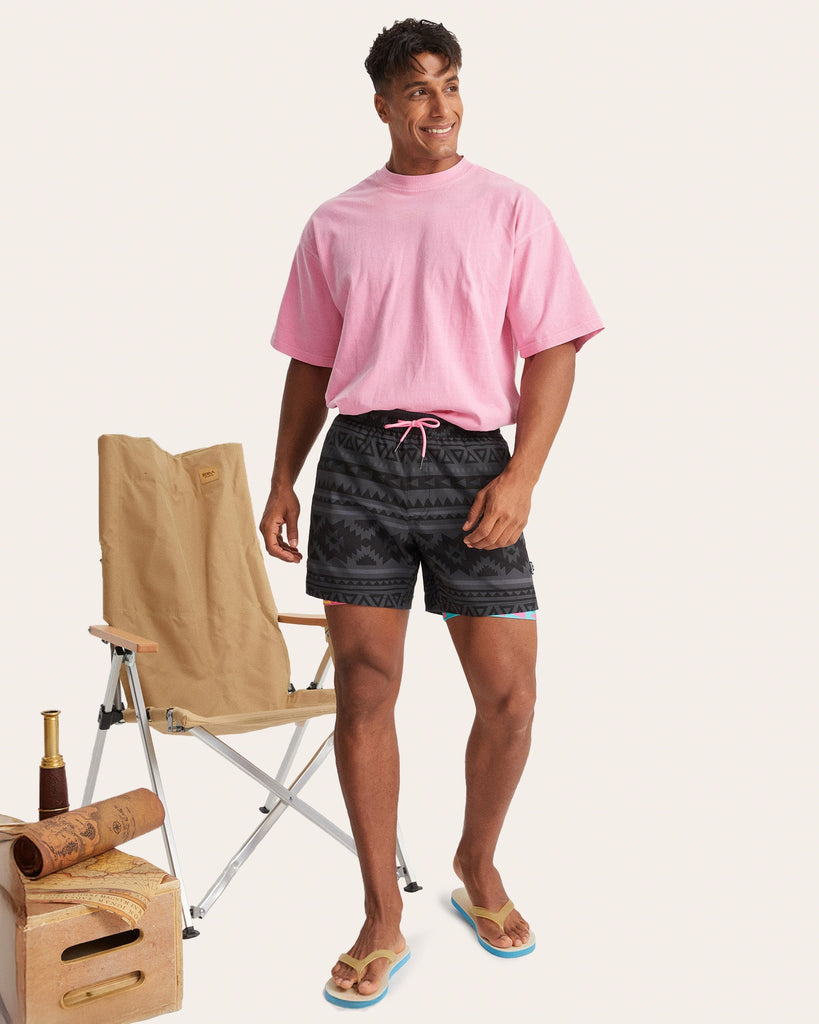 FlipFlicker Pink Geo Swim Trunks