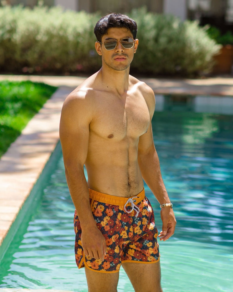 FloraFever Daisy Print Swim Trunks