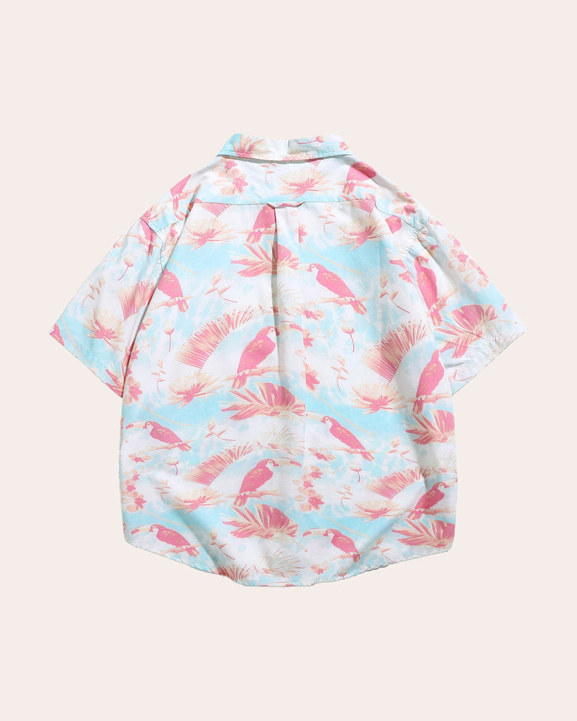HawaiDay Pink Parrot Short Sleeve Shirts