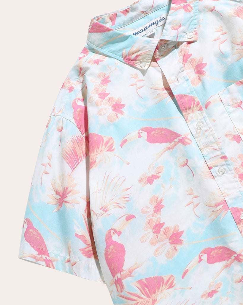 HawaiDay Pink Parrot Short Sleeve Shirts
