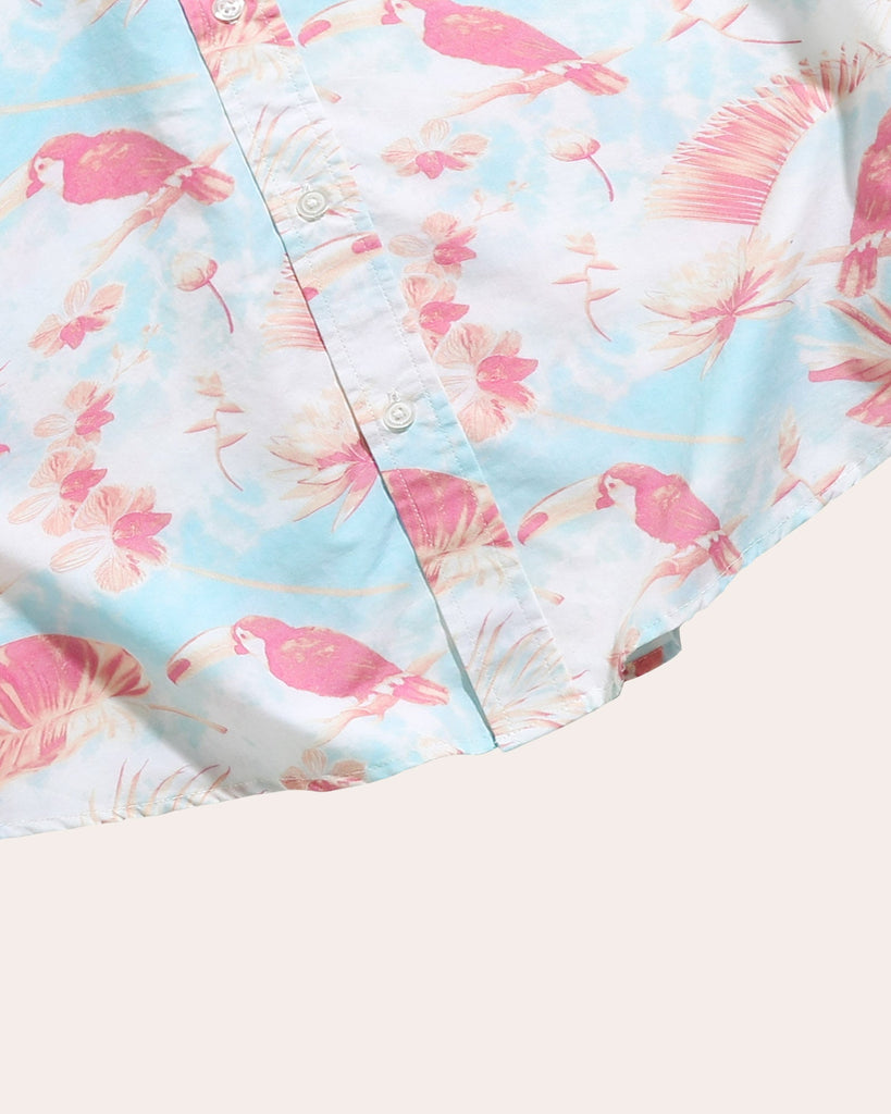 HawaiDay Pink Parrot Short Sleeve Shirts