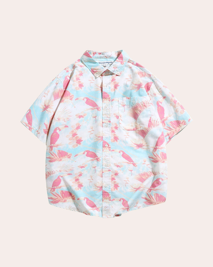 HawaiDay Pink Parrot Short Sleeve Shirts
