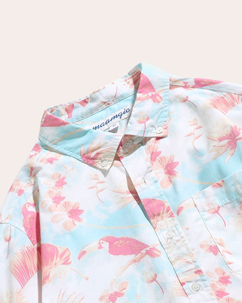 HawaiDay Pink Parrot Short Sleeve Shirts