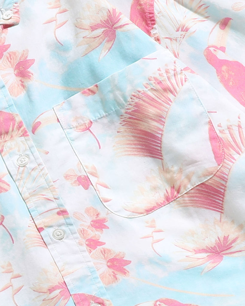 HawaiDay Pink Parrot Short Sleeve Shirts