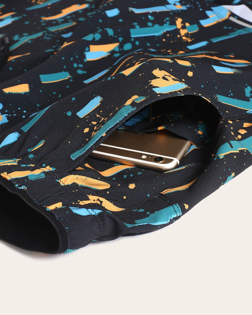 Kaleidos Striped Graffiti Running Shorts