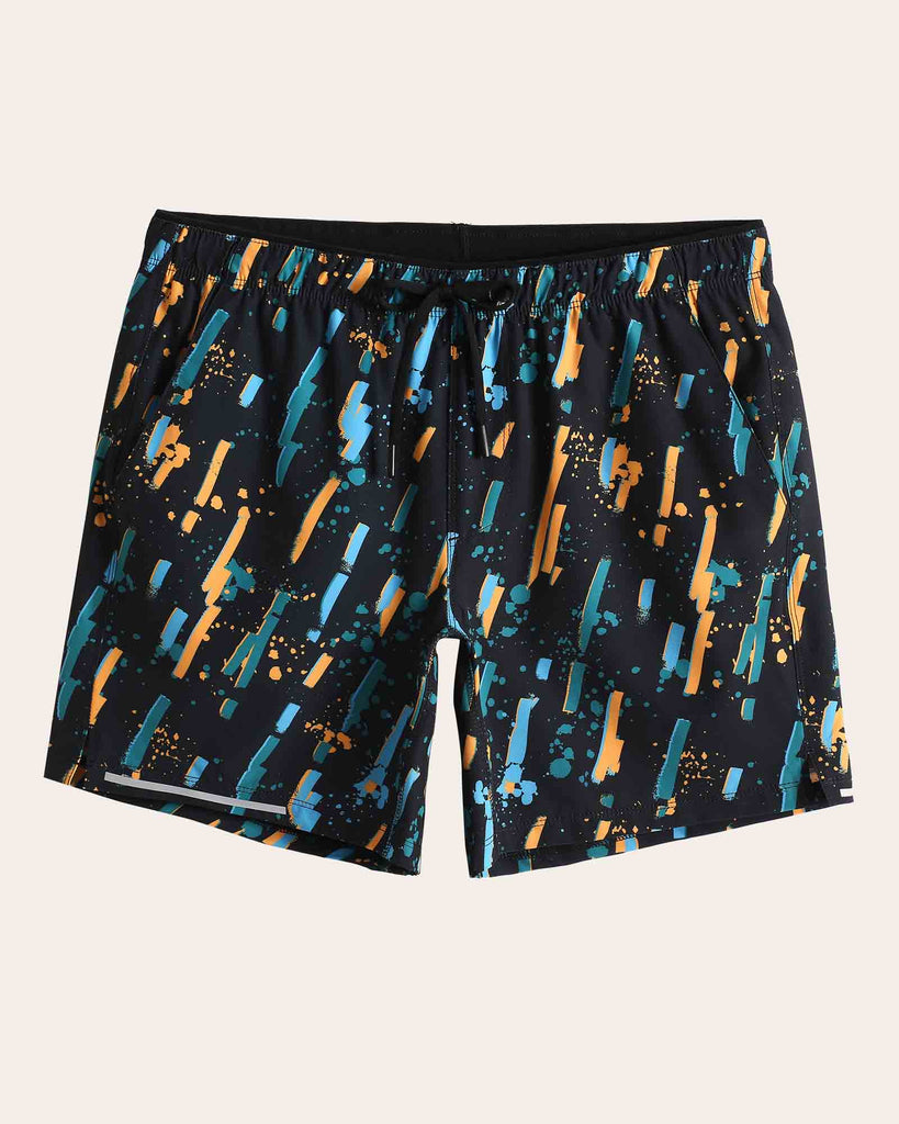 Kaleidos Striped Graffiti Running Shorts