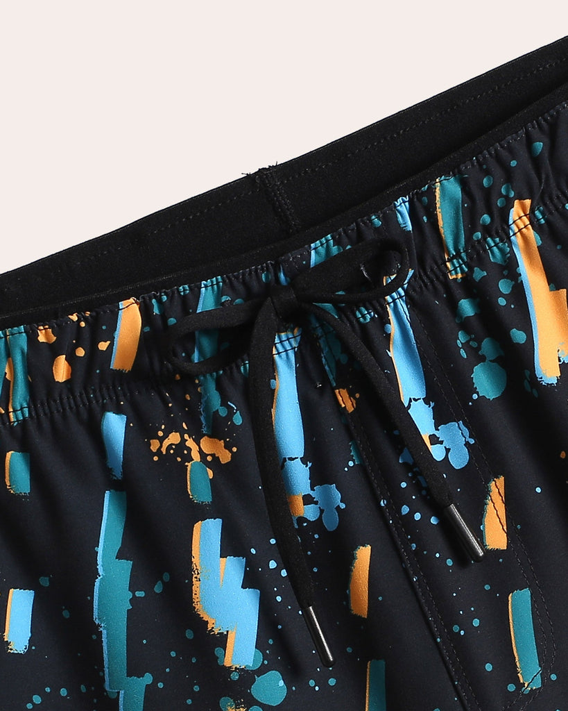 Kaleidos Striped Graffiti Running Shorts