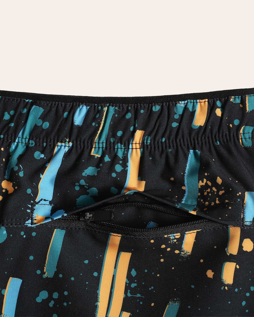 Kaleidos Striped Graffiti Running Shorts