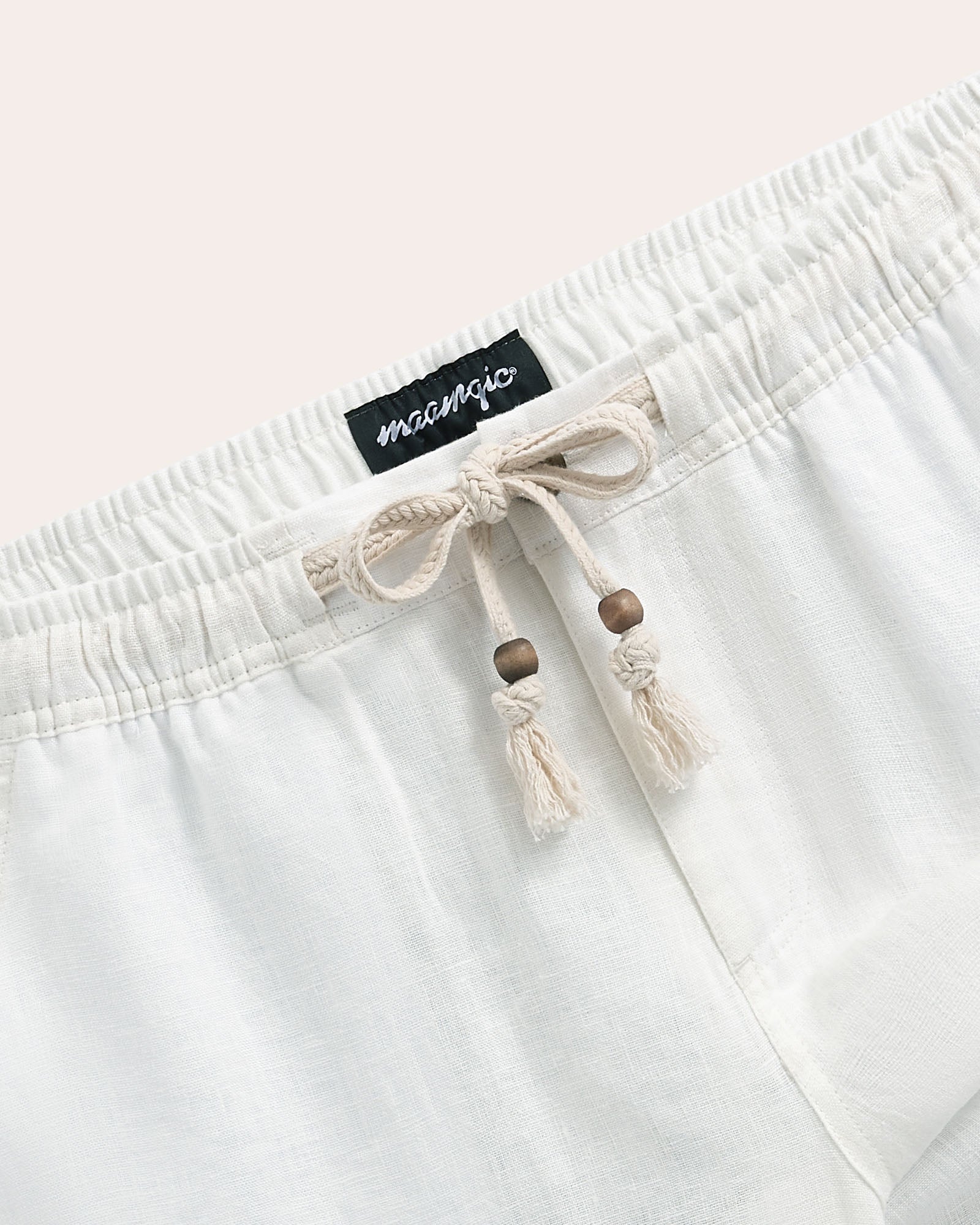 Linenova Men's Linen Shorts, White | Maamgic