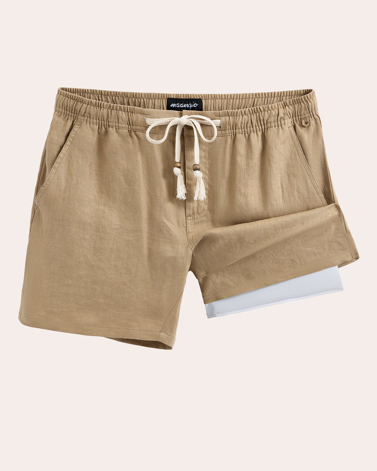 Linenova Breathable Linen Shorts, Khaki and Gray | Maamgic