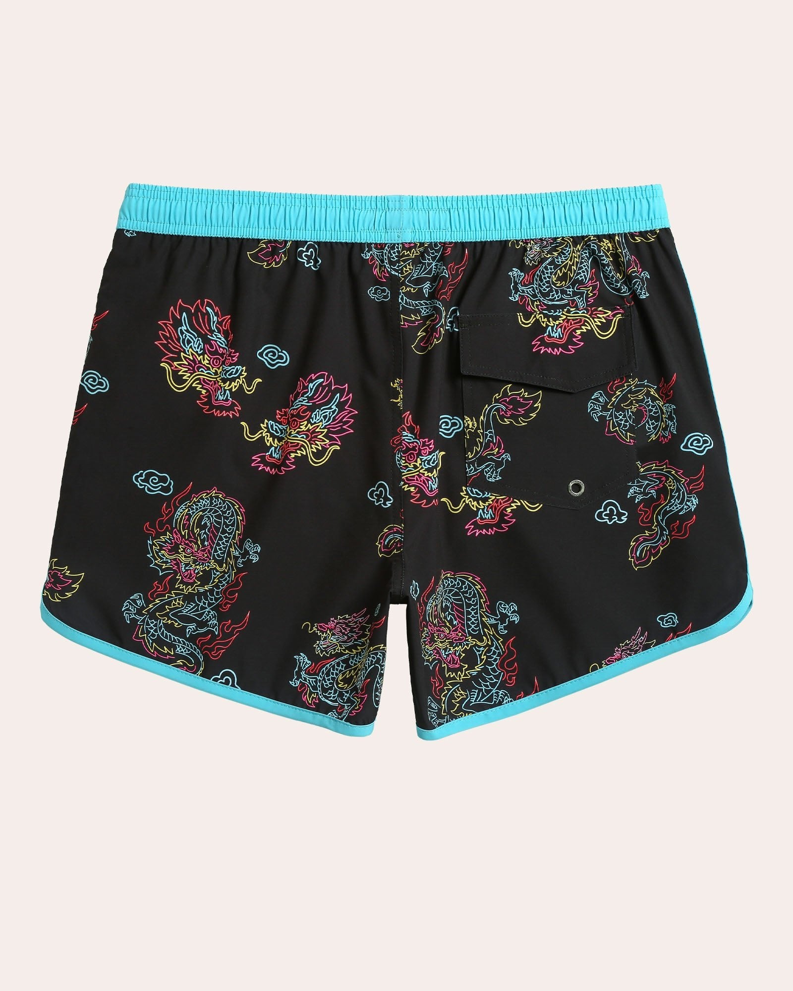 Lucky Fauna II Neon Dragon Swim Trunks, Black | Maamgic