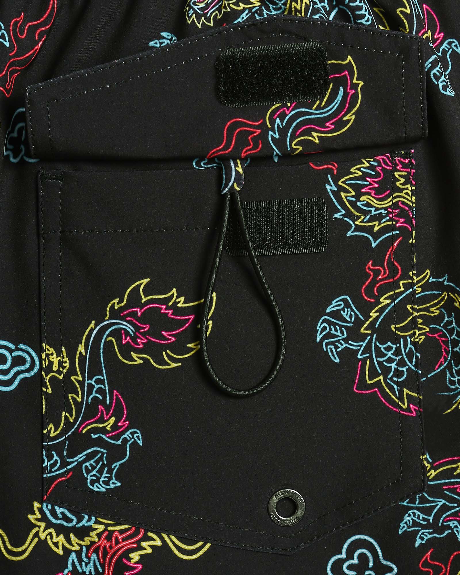 Lucky Fauna II Neon Dragon Swim Trunks, Black | Maamgic