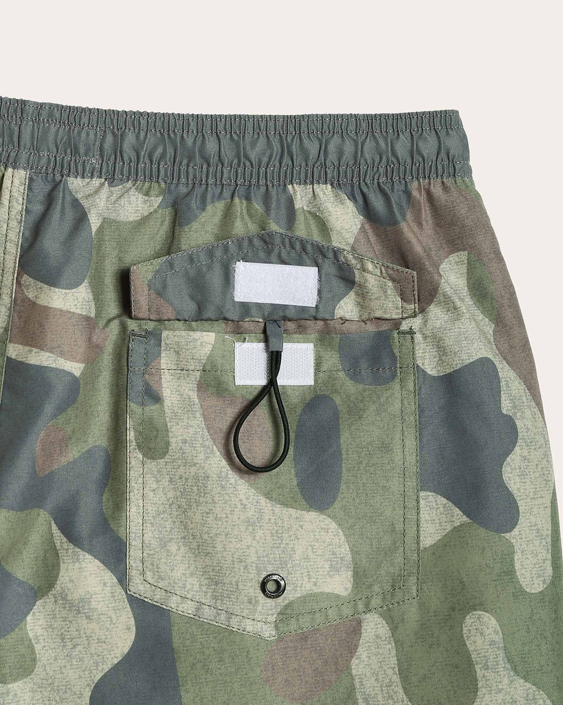 RetroRuse Camo Print Swim Trunks